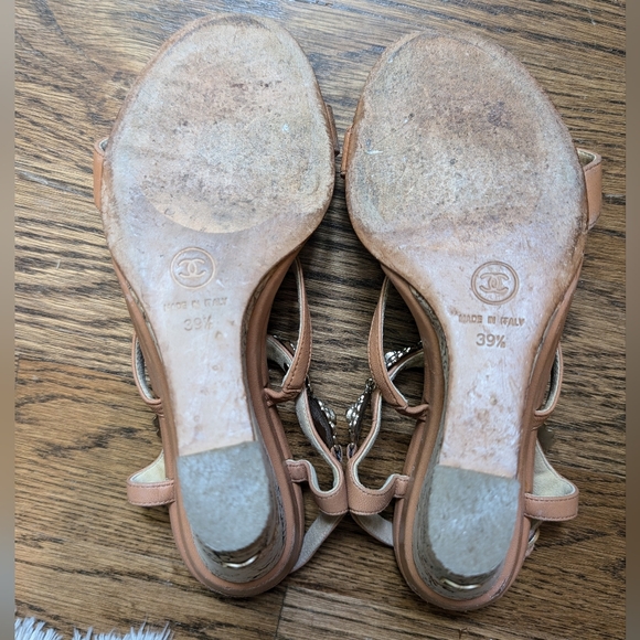 CHANEL Camellia Cork Wedge Sandals | Tan/Brown | Size 39 1/2 (Fits like US 7.5) - Picture 3 of 16